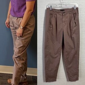 Eileen Fisher Pleated Straight Leg Slouchy Khaki Pants